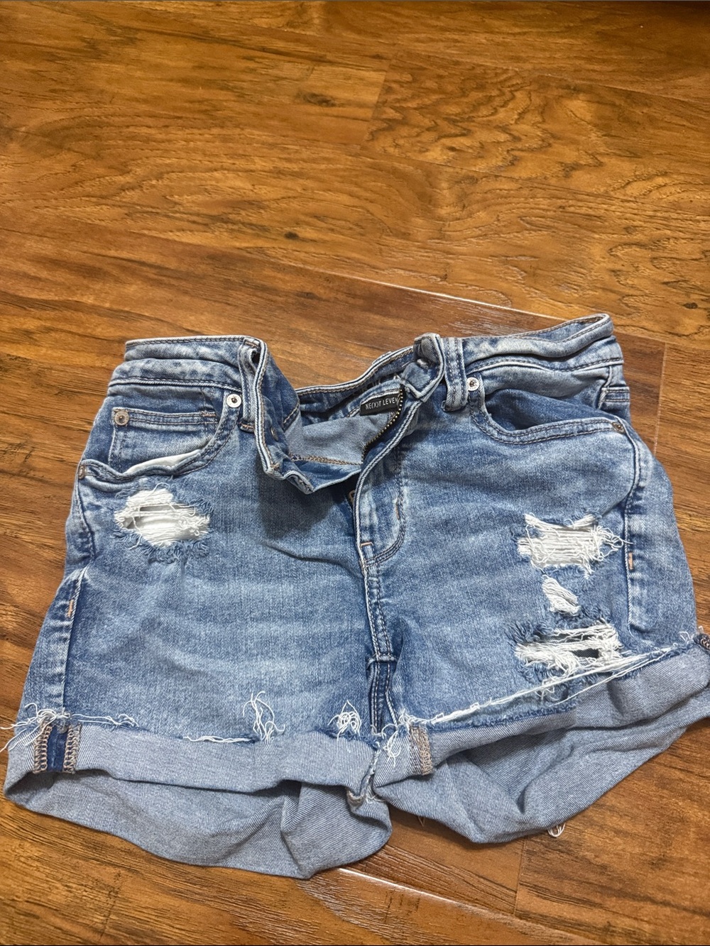 American Eagle Outfitters Light Blue Distressed Denim Shorts
